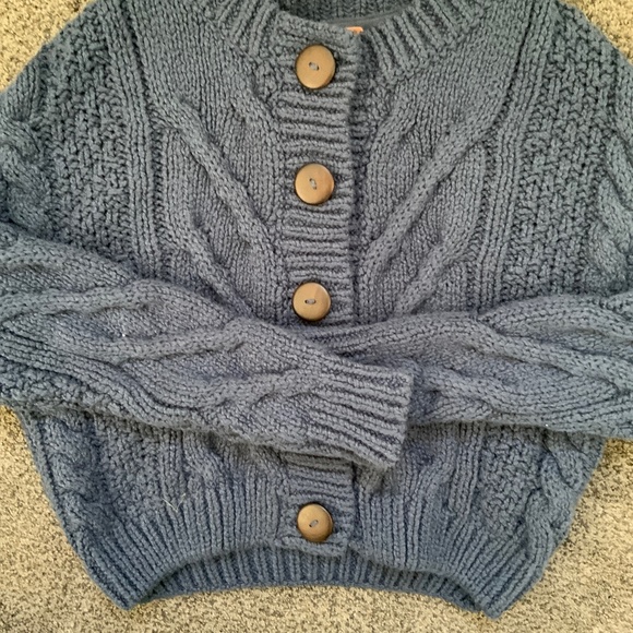 Free People Sweaters - Free people brand new womens blue cropped button up cardigan size xs
